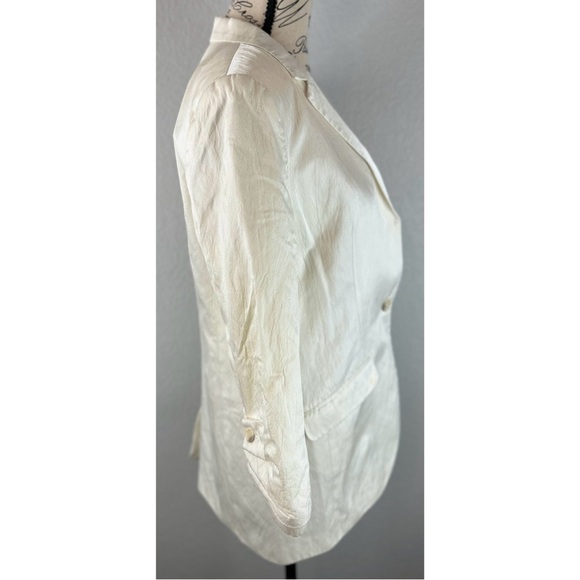 Elizabeth and James White Ruched Short Sleeved Blazer Jacket, Small / 6 US - Picture 4 of 13